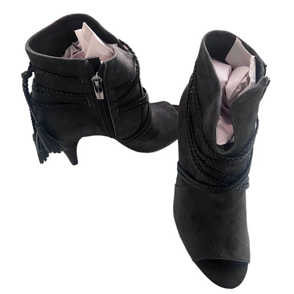NEW Vince Camuto Womens Suede Open Toe Booties, Black Size:10M - Picture 2 of 11